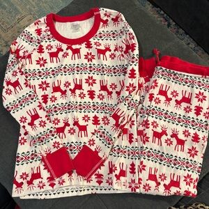 Hanna Andersson Adult Large Pajama Set Organic Cotton Deer Reindeer Fair Isle